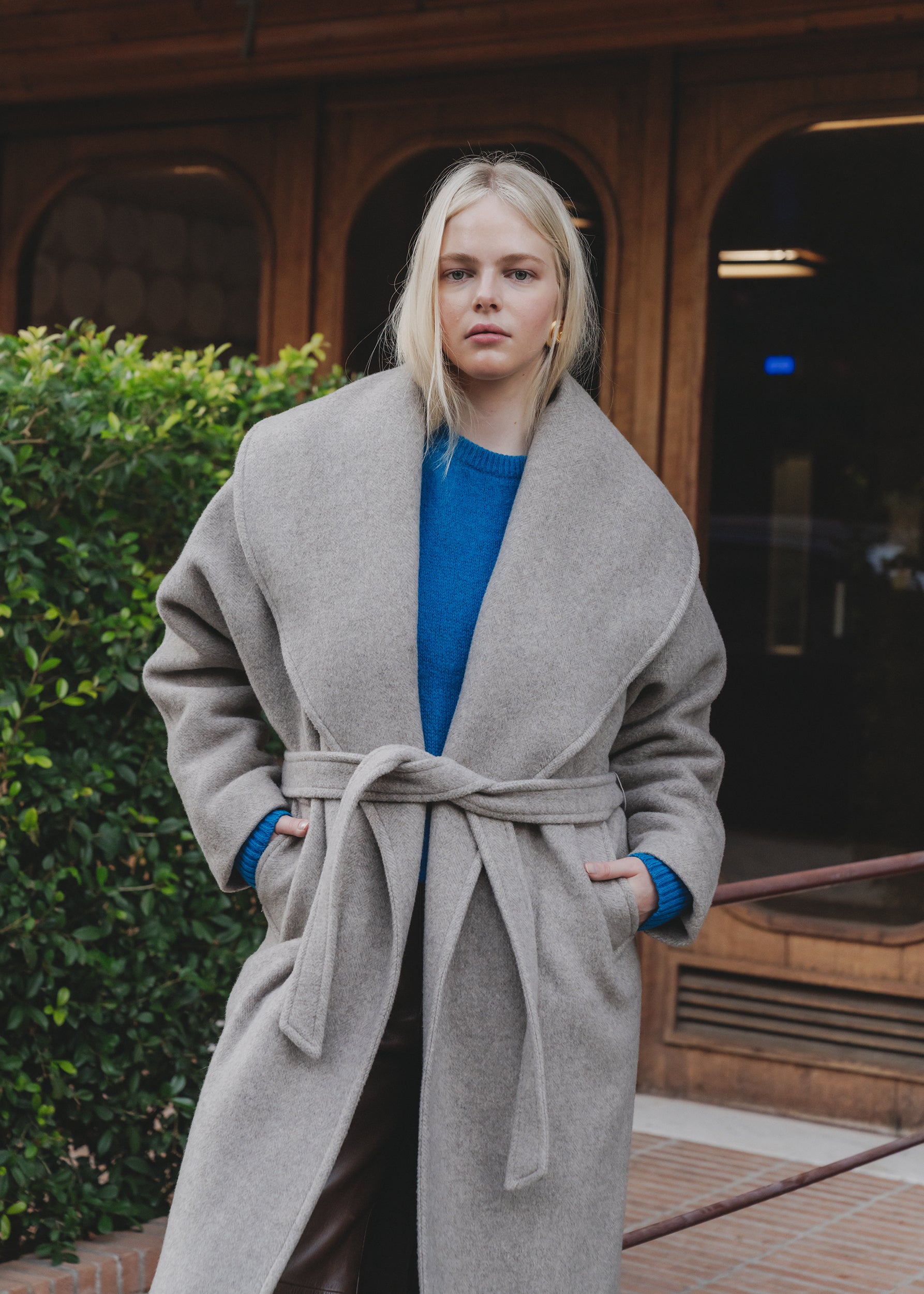 Dark grey wrap coat shop