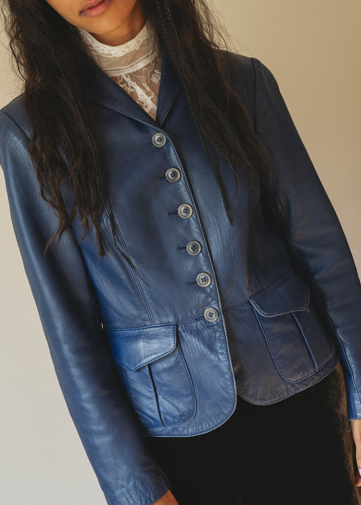 Leather blue jacket